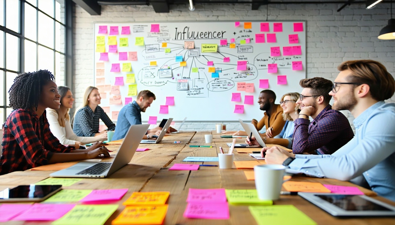 Colleghi sono seduti attorno a un tavolo, sulla parte post-it colorati