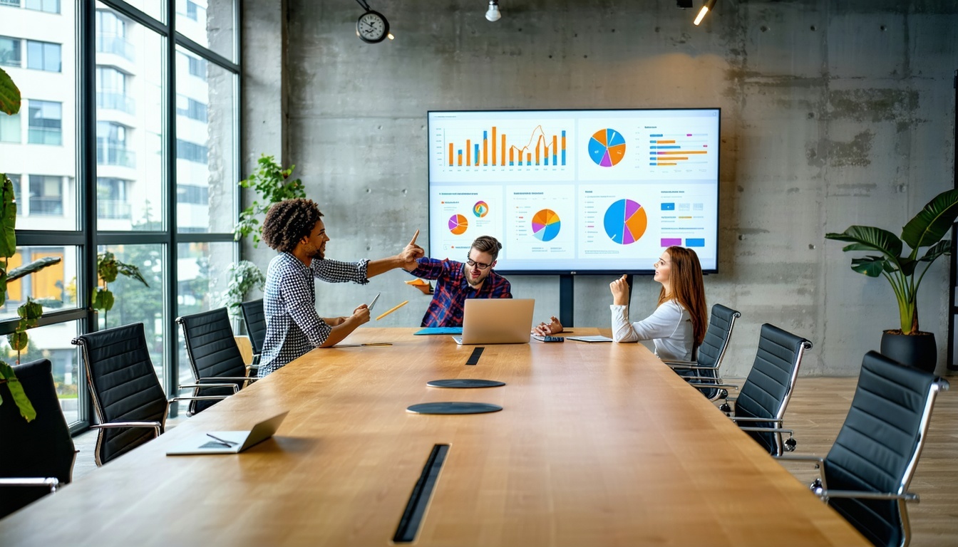 Tre colleghi discutono la migliore strategia in una riunione